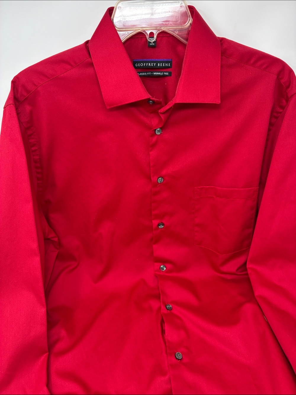 Geoffrey Beene Men's Bright Red Dress Shirt 16 34/35